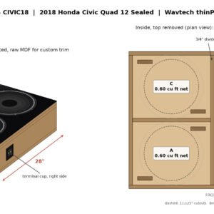 2018 Honda Civic Quad 12 Sealed Subwoofer Enclosure