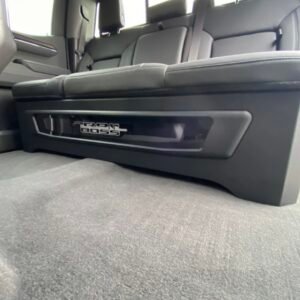 Down-Firing Under-Seat Enclosure Loaded with Two Focal Utopia M 10-Inch Subwoofers for 2019-2026 GMC Sierra and Chevy Silverado