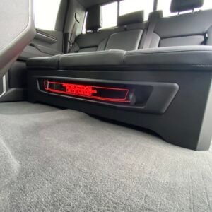 Down-Firing Under-Seat Enclosure Loaded with Two Focal Utopia M 10-Inch Subwoofers for 2019-2026 GMC Sierra and Chevy Silverado