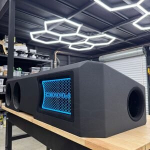 Quad 8-Inch GMC Truck Subwoofer Enclosure with RGB LED Honeycomb Grille Panel