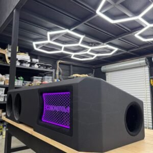 Quad 8-Inch GMC Truck Subwoofer Enclosure with RGB LED Honeycomb Grille Panel