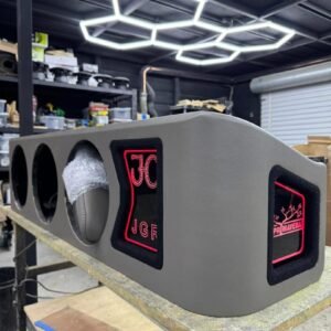 Quad Subwoofer Truck Enclosure with Dual LED-Lit Custom Artwork Panels
