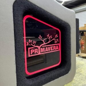 Quad Subwoofer Truck Enclosure with Dual LED-Lit Custom Artwork Panels