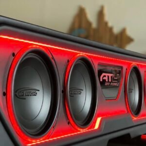 Under-Seat Enclosure Loaded with Four JL Audio 8W3v3 Subwoofers for 2019-2026 GMC Sierra and Chevy Silverado