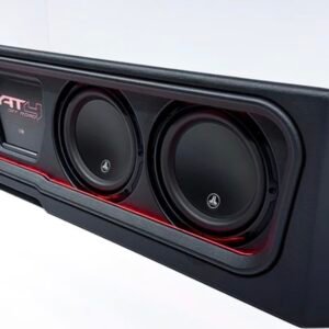 Under-Seat Enclosure Loaded with Four JL Audio 8W3v3 Subwoofers for 2019-2026 GMC Sierra and Chevy Silverado
