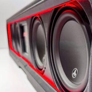 Under-Seat Enclosure Loaded with Four JL Audio 8W3v3 Subwoofers for 2019-2026 GMC Sierra and Chevy Silverado