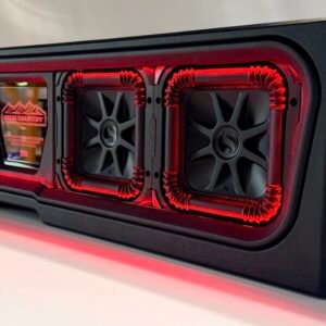 Under-Seat Vented Enclosure Loaded with Four Kicker L7S 8-Inch Subwoofers for 2019-2026 GMC Sierra and Chevy Silverado