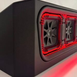 Under-Seat Vented Enclosure Loaded with Four Kicker L7S 8-Inch Subwoofers for 2019-2026 GMC Sierra and Chevy Silverado