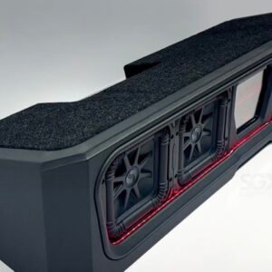 Under-Seat Vented Enclosure Loaded with Four Kicker L7S 8-Inch Subwoofers for 2019-2026 GMC Sierra and Chevy Silverado