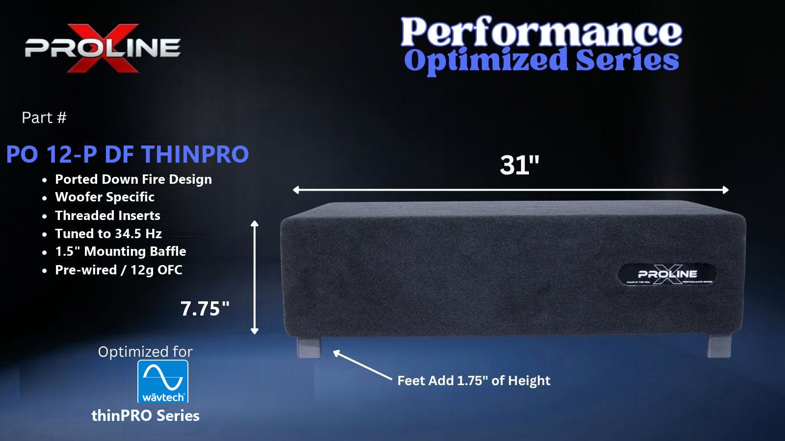 Wavtech thinPRO12 Ported Shallow Down Fire Enclosure, Single 12″ Wavtech thinPRO12 Ported Shallow Down Fire Enclosure, Single 12″